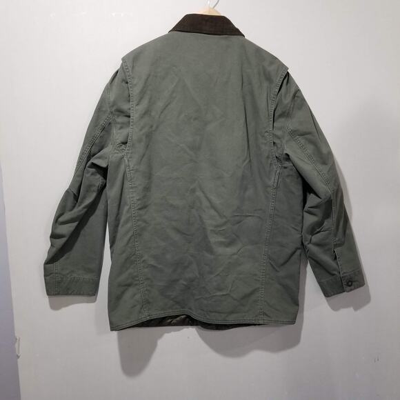 Orvis Jacket Large Field Barn Chore Green Canvas Quilted Corduroy Collar Coat - Picture 5 of 12
